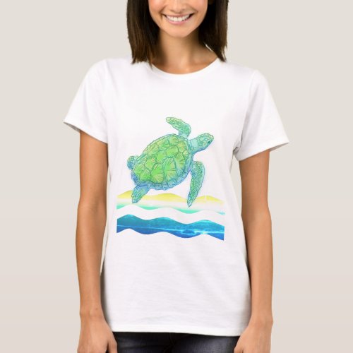 Blue  Green Sea Turtle T_Shirt