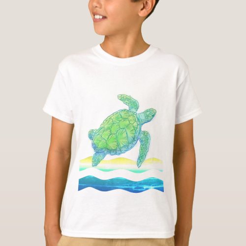 Blue  Green Sea Turtle T_Shirt