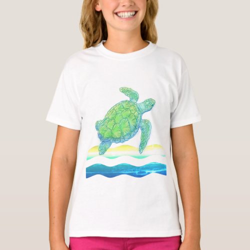 Blue  Green Sea Turtle T_Shirt