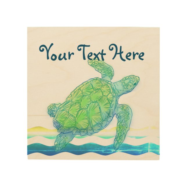 Blue & Green Sea Turtle Wood Wall Art (Front)