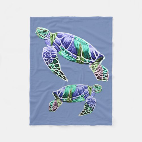 Blue Green Sea Turtles Fleece Blanket