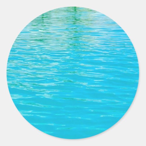 Blue Green Sea Waves Elegant Trendy Blank Template Classic Round Sticker