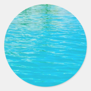 Blue Green Sea Waves Elegant Trendy Blank Template Classic Round Sticker