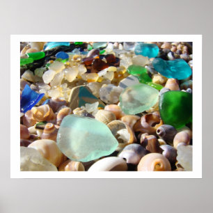 Blue Green Seaglass art prints Coastal Decorative