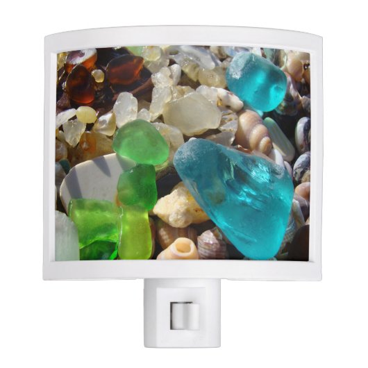 Blue Green Seaglass Night Lights custom Sea Glass (Front)