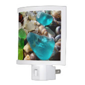 Blue Green Seaglass Night Lights custom Sea Glass (Left)