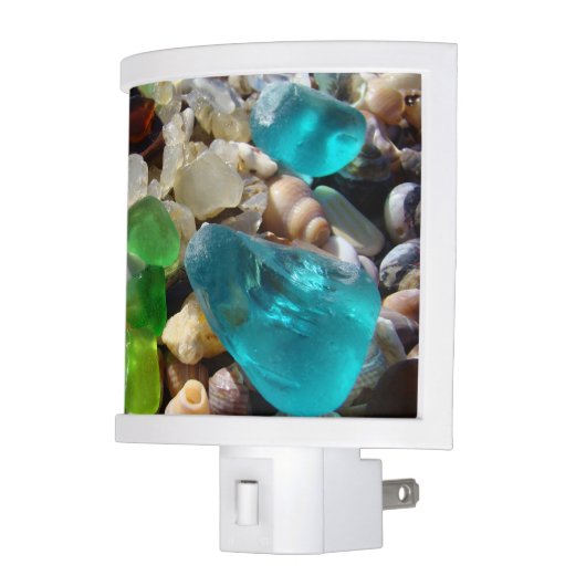 Blue Green Seaglass Night Lights custom Sea Glass (Left)