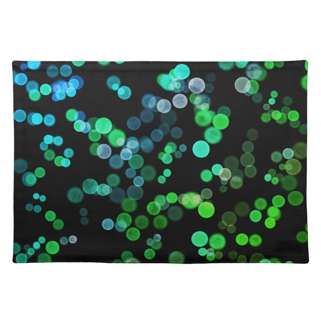 Blue Green Seagreen Abstract Bubble Pattern Cloth Placemat (Front)