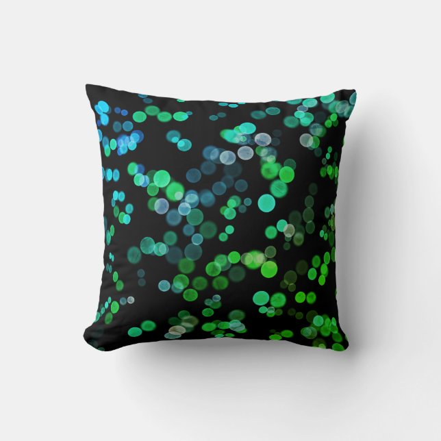 Blue Green Seagreen Abstract Bubble Pattern Throw Pillow (Front)