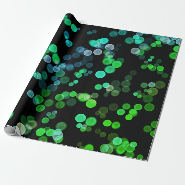 Blue Green Seagreen Abstract Bubble Pattern Wrapping Paper (Unrolled)