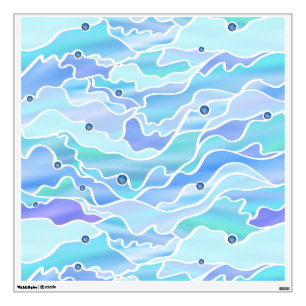 Blue Green Seascape Stained Glass Abstract Wall Decal