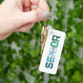 Blue Green Senior 2025 Typography Keychain