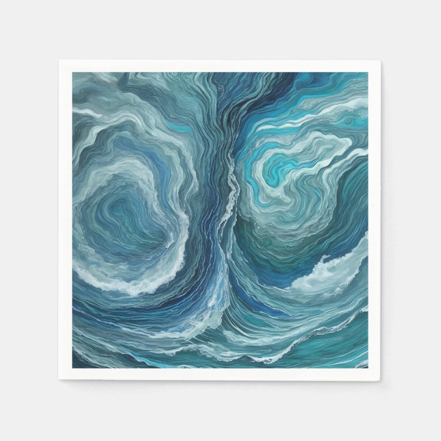 Blue Green Serenity Abstract Napkins (Front)
