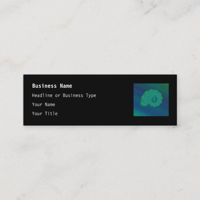 Blue, Green Shell. Abstract Art Design. Mini Business Card (Front)