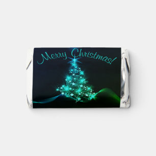 Blue Green Shine of Stars on Christmas Tree Dark Hershey's Miniatures
