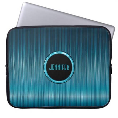 Blue_Green Shiny Carbon Fiber Look Laptop Sleeve