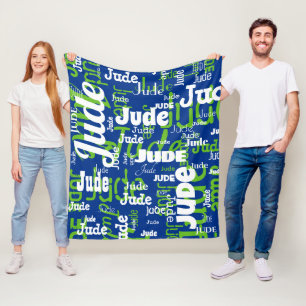 Blue Green Short Name Pattern Typography Sports Fleece Blanket