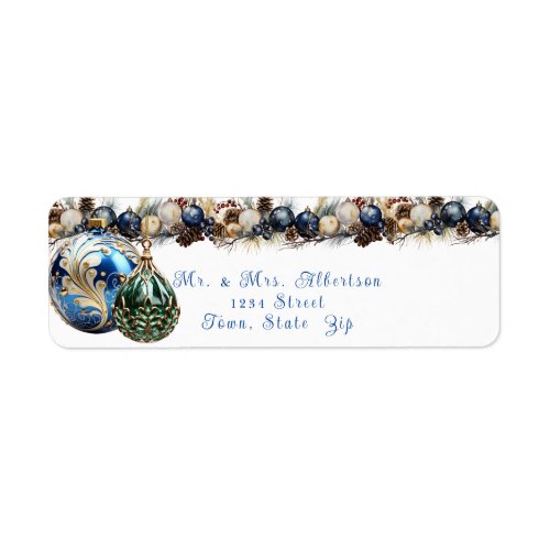 Blue Green Silver Ornaments Christmas Garland    Label