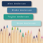 Blue Green Skinny Waterproof Adhesive Kid's Labels<br><div class="desc">Back to school personalized labels</div>