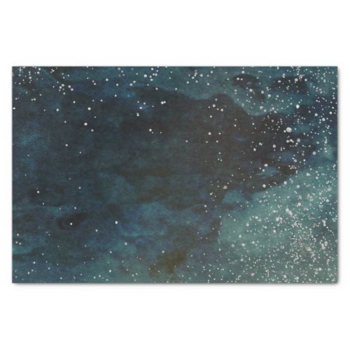 Blue green sky galaxy stars distressed parchment  tissue paper