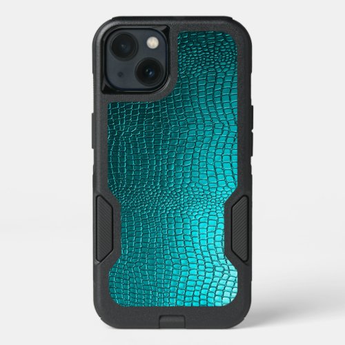 Blue_Green Snakeskin Leather iPhone 13 Case