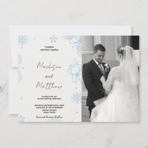 Blue Green Snows Wedding Invitations with photo