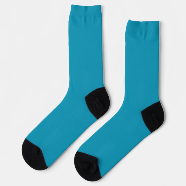 Blue-green (solid color)  socks (Left)