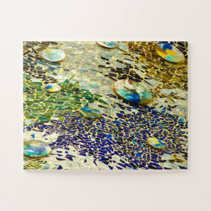 Blue Green Spanish Mosaic Jigsaw Puzzle