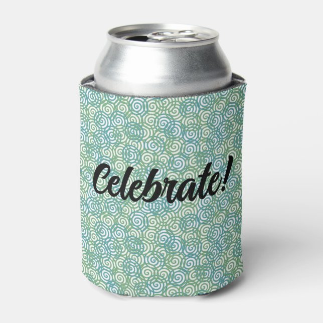 Blue Green Spirals Can Cooler (Can Front)