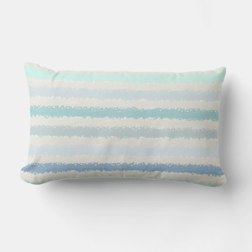 Blue Green Splash Stripe Outdoor Lumbar Pillow