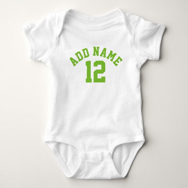 Blue & Green Sports Jersey Custom Name Number Baby Bodysuit (Front)