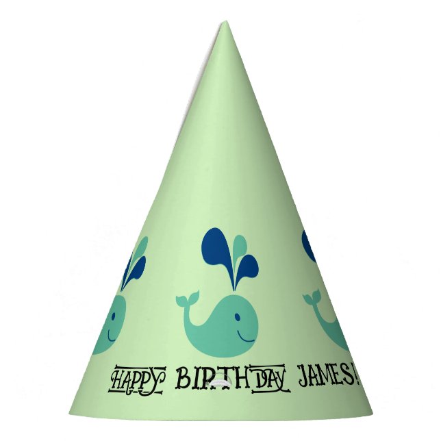 Blue Green Spouting Whale Birthday Party Hat☆★ ☆★ Hat (Left)