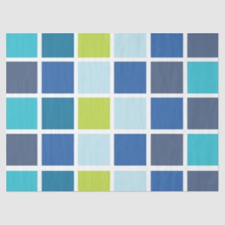 Blue Green Squares Checkered Birthday Tissue Paper