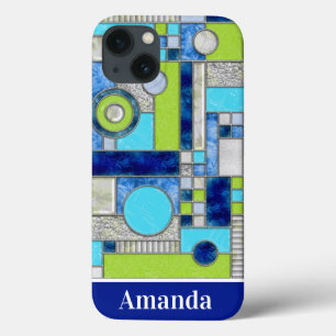 Blue Green Stained Glass iPhone 13 Case