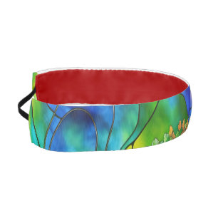 Blue Green stained glass Look orange leaves Athletic Headband