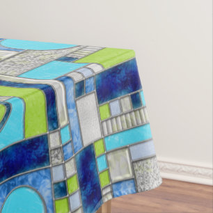 Blue Green Stained Glass Tablecloth