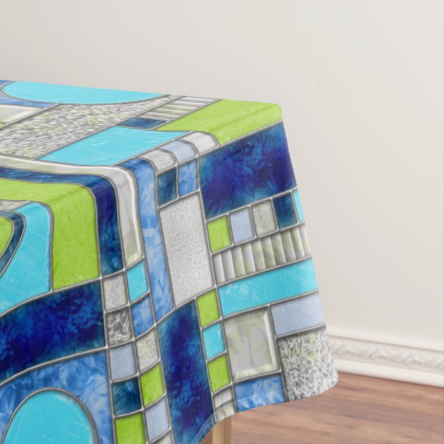 Blue Green Stained Glass Tablecloth (In Situ)