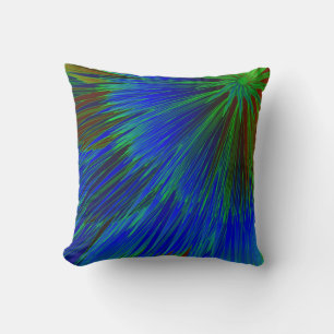 Blue Green Star Burst Throw Pillow