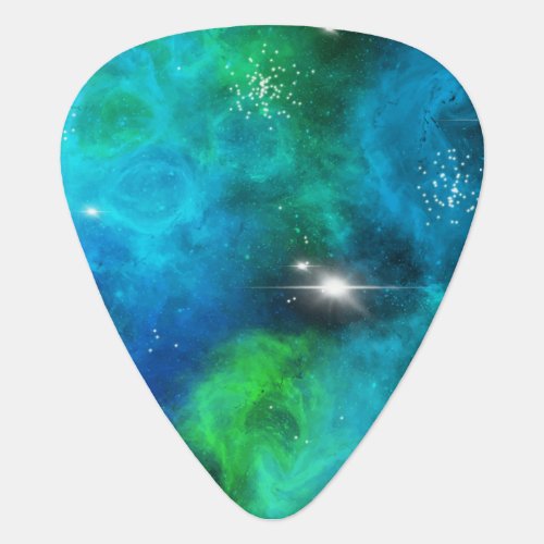 Blue Green Star Nebula Space Galaxy Universe Guitar Pick