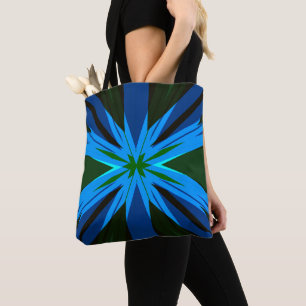 Blue Green Star Starburst Winter Christmas Autumn Tote Bag