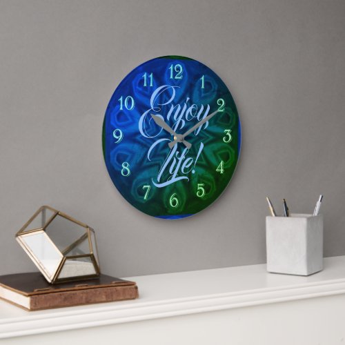 Blue Green Starburst Enjoy Life Design Large Clock