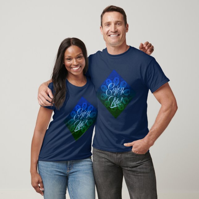 Blue Green Starburst Enjoy Life Design T-Shirt (Unisex)
