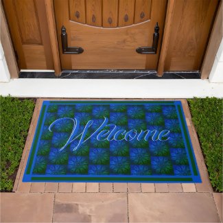 Blue Green Starburst Pattern Welcome