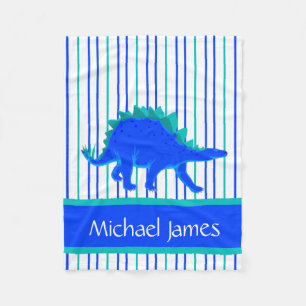 Blue/Green Stegosaurus Dinosaur, Personalized Fleece Blanket