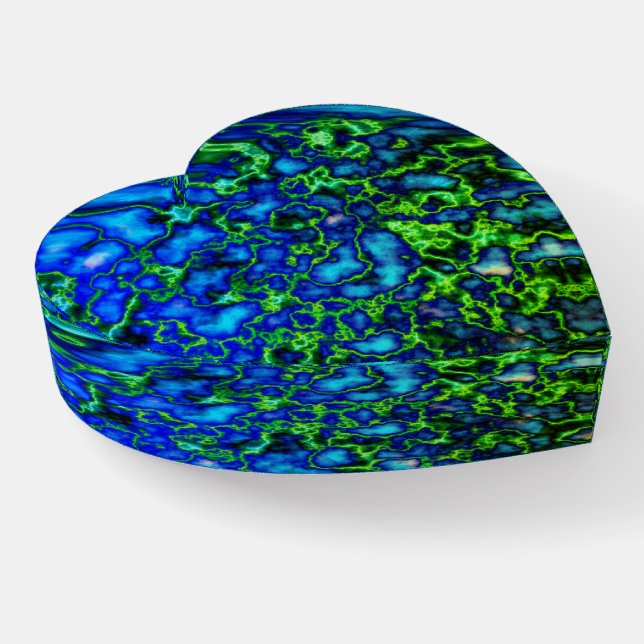 Blue Green Stone  Heart Paperweight (Angled)