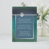 Blue, Green Striped Bar Mitzvah Enclosure Card (Standing Front)