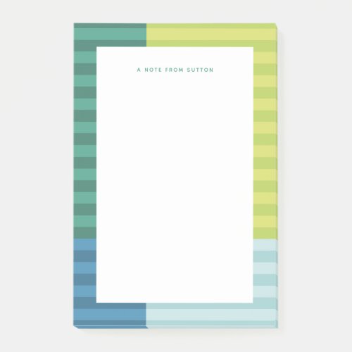 Blue green stripes fun colorful frame personalized post_it notes