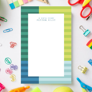 Blue green stripes fun colorful frame personalized stationery