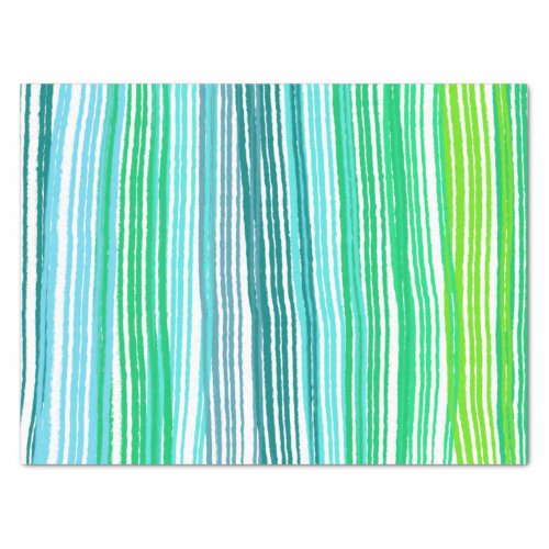 Blue Green Stripes Lines Brushstrokes Handmade  Tissue Paper