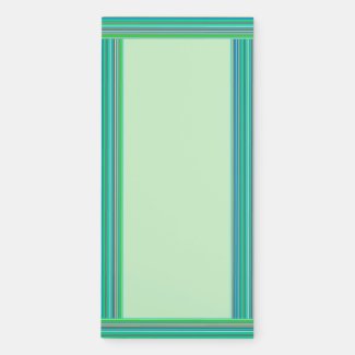 Blue Green Stripes Magnetic Fridge Notepad